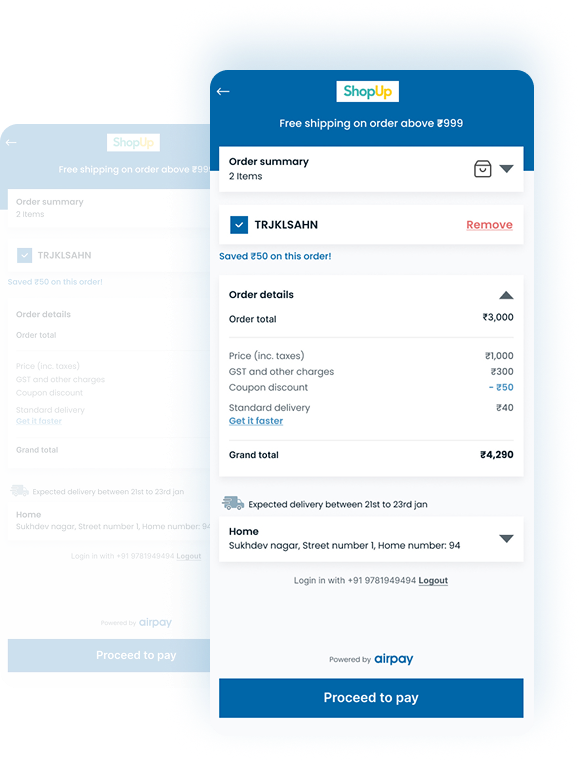 Online checkout solutions dashboard